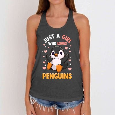 Penguin Gift For Girls Just A Girl Who Loves Penguins Gift Women's Knotted Racerback Tank