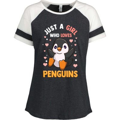 Penguin Gift For Girls Just A Girl Who Loves Penguins Gift Enza Ladies Jersey Colorblock Tee