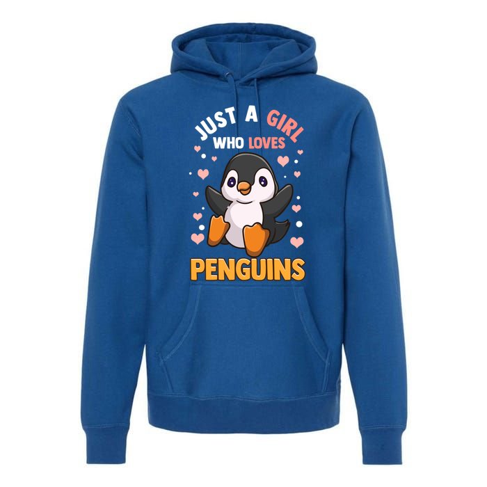 Penguin Gift For Girls Just A Girl Who Loves Penguins Gift Premium Hoodie