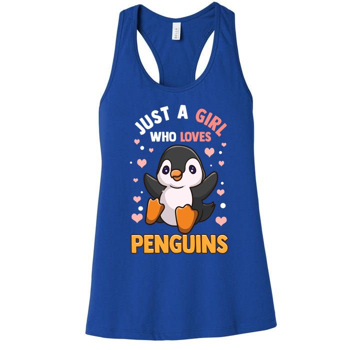 Penguin Gift For Girls Just A Girl Who Loves Penguins Gift Women's Racerback Tank