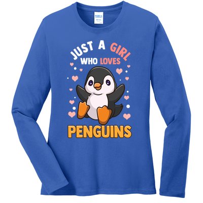 Penguin Gift For Girls Just A Girl Who Loves Penguins Gift Ladies Long Sleeve Shirt