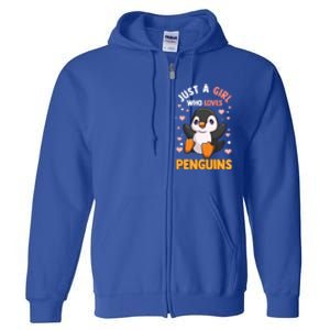 Penguin Gift For Girls Just A Girl Who Loves Penguins Gift Full Zip Hoodie