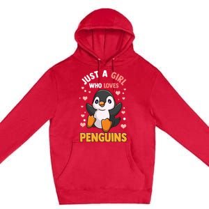 Penguin Gift For Girls Just A Girl Who Loves Penguins Gift Premium Pullover Hoodie