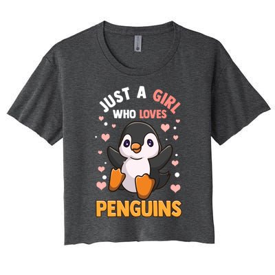 Penguin Gift For Girls Just A Girl Who Loves Penguins Gift Women's Crop Top Tee