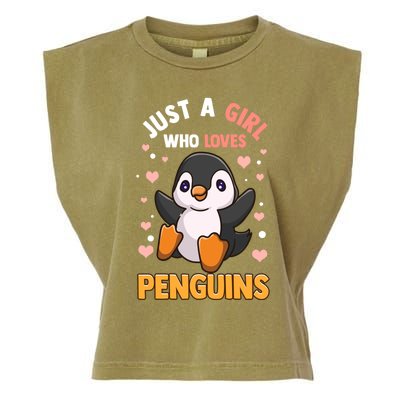 Penguin Gift For Girls Just A Girl Who Loves Penguins Gift Garment-Dyed Women's Muscle Tee