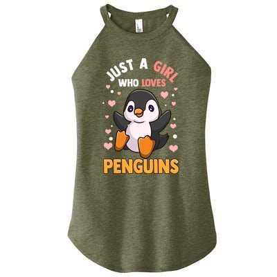 Penguin Gift For Girls Just A Girl Who Loves Penguins Gift Women's Perfect Tri Rocker Tank