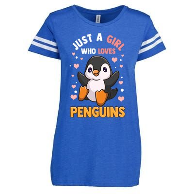 Penguin Gift For Girls Just A Girl Who Loves Penguins Gift Enza Ladies Jersey Football T-Shirt