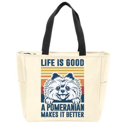 Pomeranian Gifts For Dog Mom Dog Dad Pomeranian Zip Tote Bag