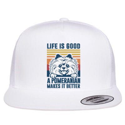 Pomeranian Gifts For Dog Mom Dog Dad Pomeranian Flat Bill Trucker Hat