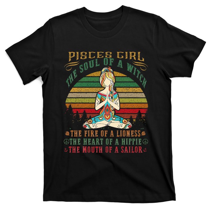 Pisces Girl For Yoga Black Women Birthday Gifts T-Shirt