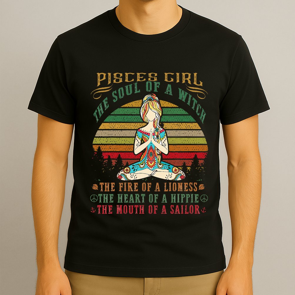 Pisces Girl For Yoga Black Women Birthday Gifts T-Shirt