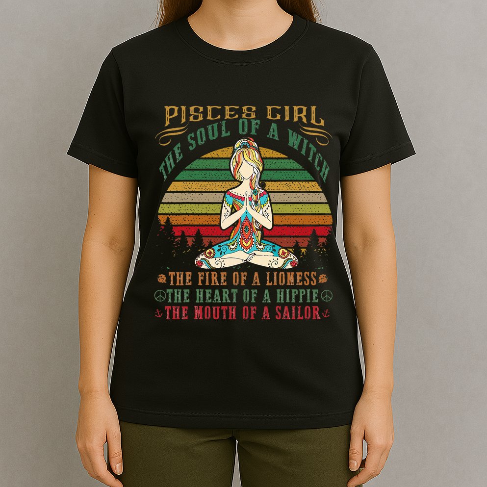 Pisces Girl For Yoga Black Women Birthday Gifts T-Shirt