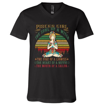 Pisces Girl For Yoga Black Women Birthday Gifts V-Neck T-Shirt