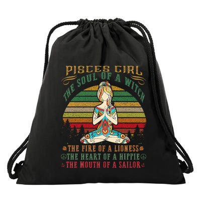 Pisces Girl For Yoga Black Women Birthday Gifts Drawstring Bag