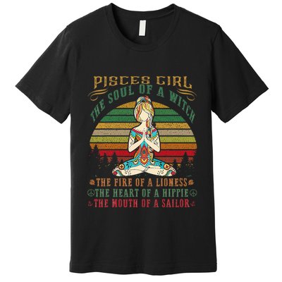Pisces Girl For Yoga Black Women Birthday Gifts Premium T-Shirt