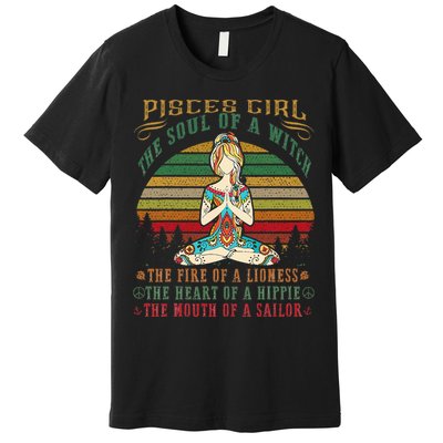 Pisces Girl For Yoga Black Women Birthday Gifts Premium T-Shirt