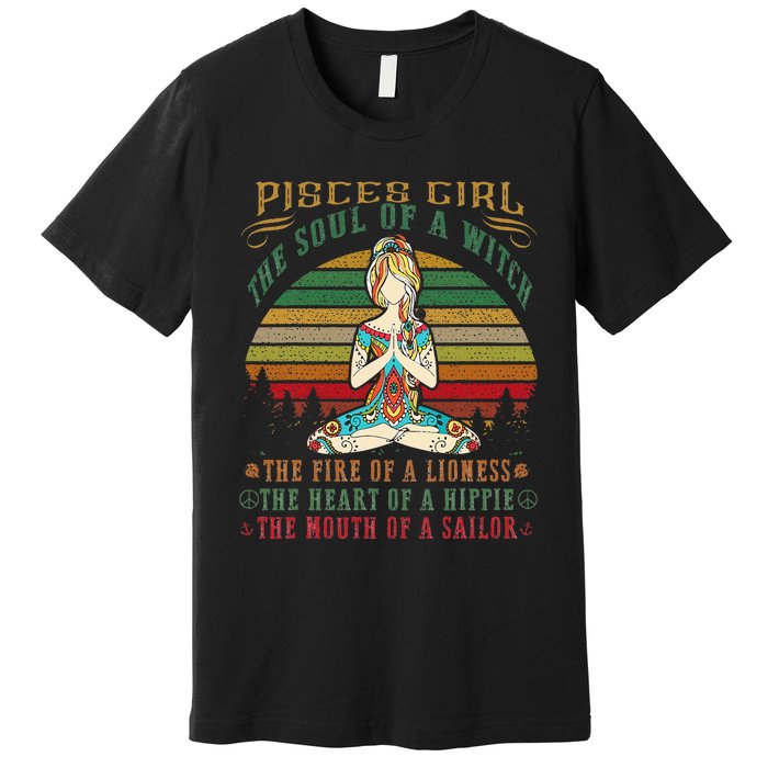 Pisces Girl For Yoga Black Women Birthday Gifts Premium T-Shirt