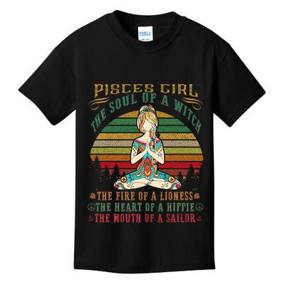 Pisces Girl For Yoga Black Women Birthday Gifts Kids T-Shirt