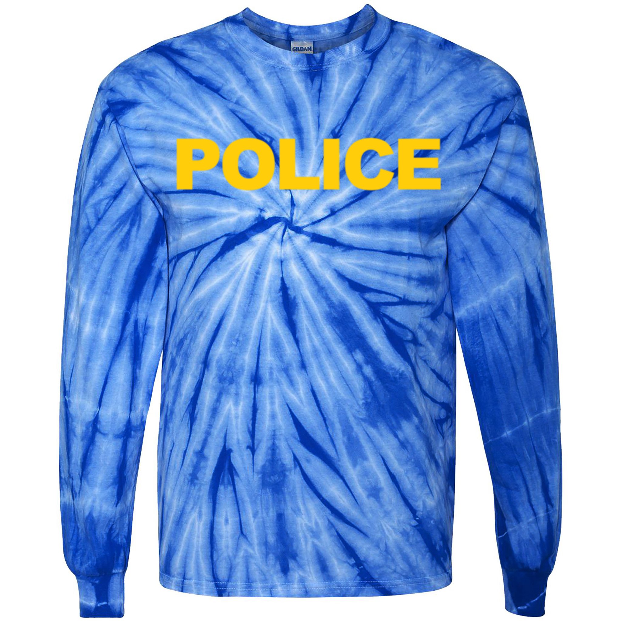 Police Gift Front And Back Print Police Law Enforcet Tie-Dye Long Sleeve Shirt