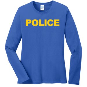 Police Gift Front And Back Print Police Law Enforcet Ladies Long Sleeve Shirt