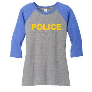 Police Gift Front And Back Print Police Law Enforcet Women's Tri-Blend 3/4-Sleeve Raglan Shirt