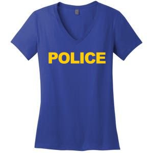 Police Gift Front And Back Print Police Law Enforcet Women's V-Neck T-Shirt