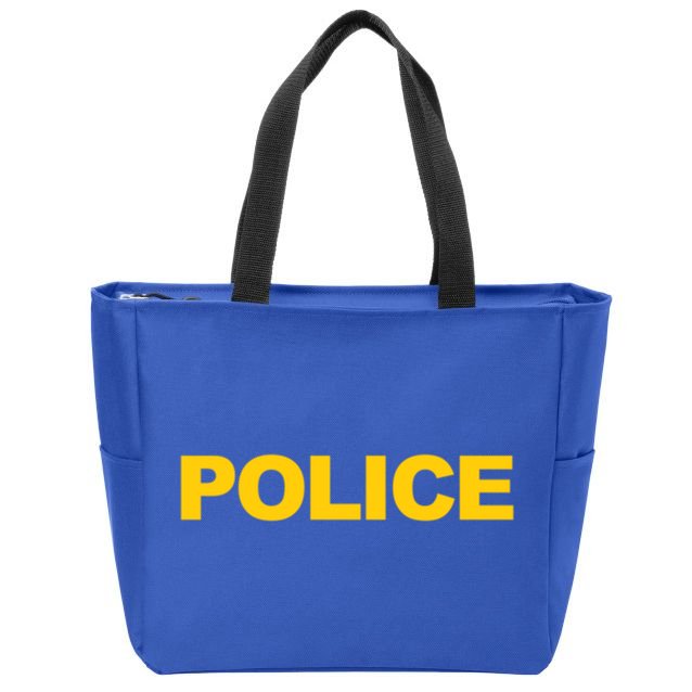 Police Gift Front And Back Print Police Law Enforcet Zip Tote Bag