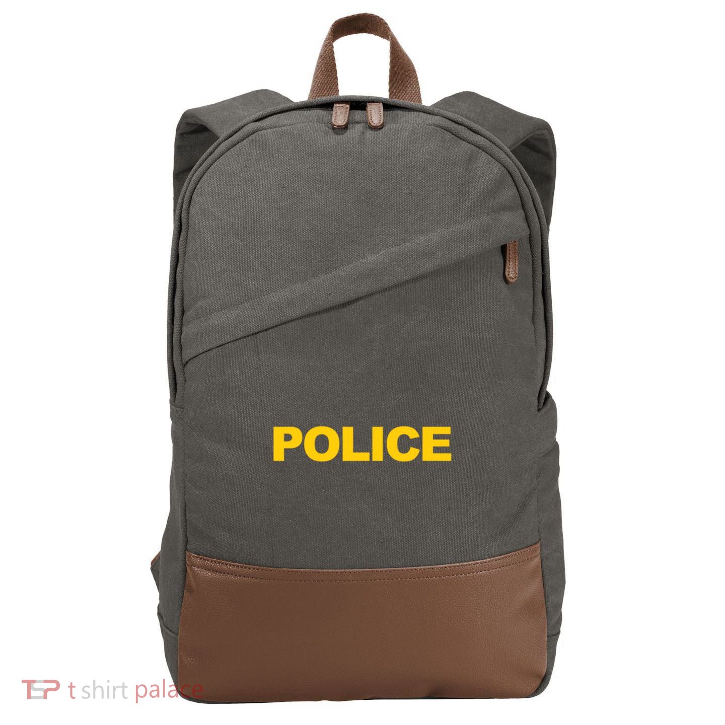Police Gift Front And Back Print Police Law Enforcet Cotton Canvas Backpack
