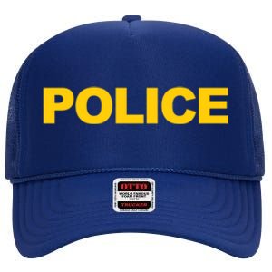 Police Gift Front And Back Print Police Law Enforcet High Crown Mesh Back Trucker Hat