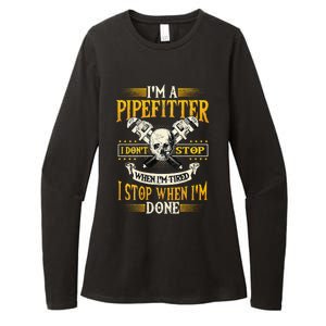 Pipefitter Gifts Funny Plumber Image On Back Womens CVC Long Sleeve Shirt