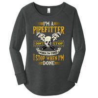 Pipefitter Gifts Funny Plumber Image On Back Women's Perfect Tri Tunic Long Sleeve Shirt