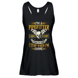 Pipefitter Gifts Funny Plumber Image On Back Ladies Essential Flowy Tank