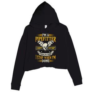 Pipefitter Gifts Funny Plumber Image On Back Crop Fleece Hoodie