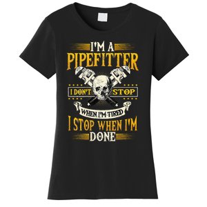 Pipefitter Gifts Funny Plumber Image On Back Women's T-Shirt