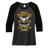 Pipefitter Gifts Funny Plumber Image On Back Women's Tri-Blend 3/4-Sleeve Raglan Shirt