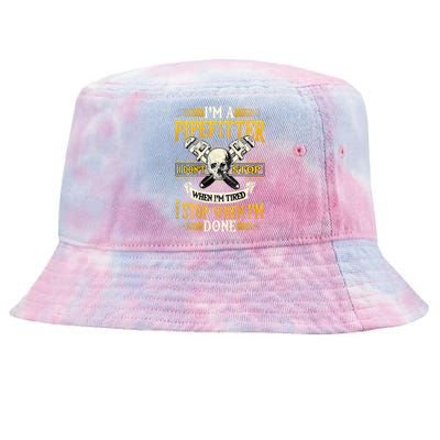 Pipefitter Gifts Funny Plumber Image On Back Tie-Dyed Bucket Hat