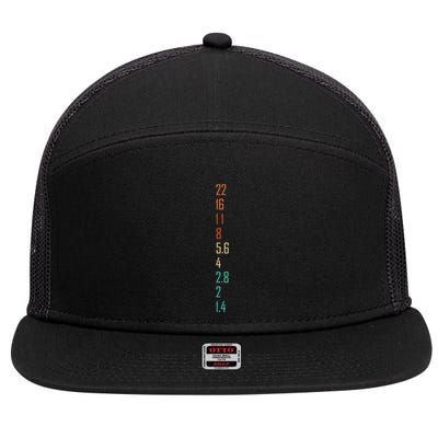 Photographer Gift For Photography Lover Aperture Camera Lens 7 Panel Mesh Trucker Snapback Hat