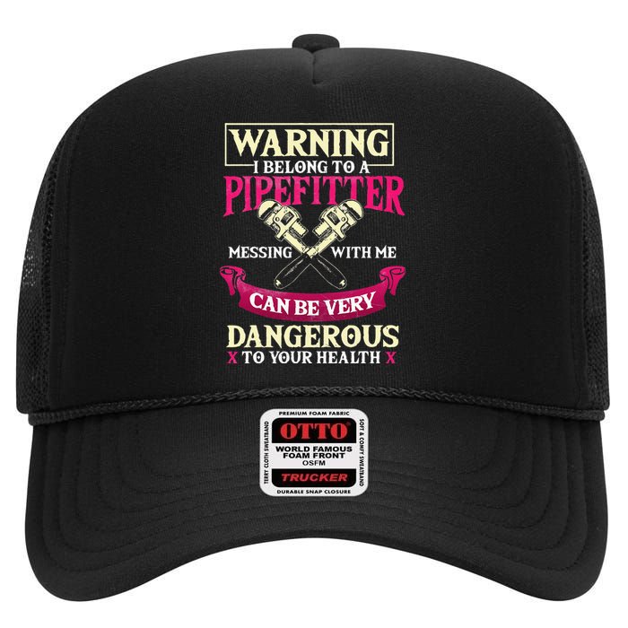 Pipefitter Gifts Funny Plumber Plumbing Pipefitter Wife High Crown Mesh Back Trucker Hat