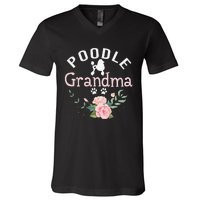 Poodle Grandma Gifts Wo Mom Poodle Dog Lover Christmas V-Neck T-Shirt