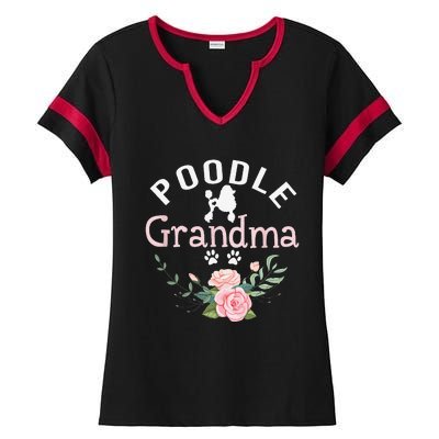 Poodle Grandma Gifts Funny Mom Poodle Dog Lover Christmas Ladies Halftime Notch Neck Tee