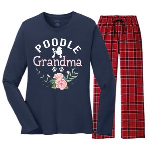 Poodle Grandma Gifts Funny Mom Poodle Dog Lover Christmas Women's Long Sleeve Flannel Pajama Set 