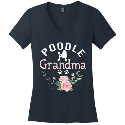 Poodle Grandma Gifts Funny Mom Poodle Dog Lover Christmas Women's V-Neck T-Shirt