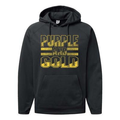 Purple & Gold Game Day Group For High School Football Performance Fleece Hoodie