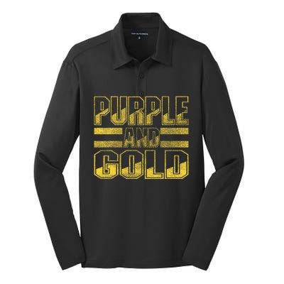 Purple & Gold Game Day Group For High School Football Silk Touch Performance Long Sleeve Polo