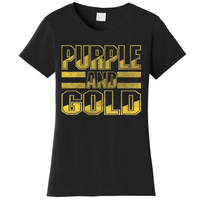 Purple & Gold Game Day Group For High School Football Women's T-Shirt