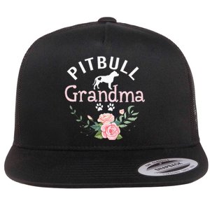 Pitbull Grandma Gifts Mom Pitbull Dog Lover Christmas Flat Bill Trucker Hat