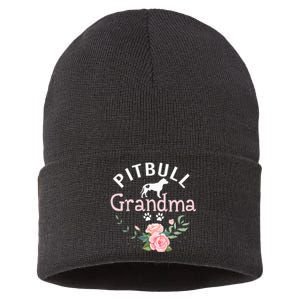 Pitbull Grandma Gifts Mom Pitbull Dog Lover Christmas Sustainable Knit Beanie