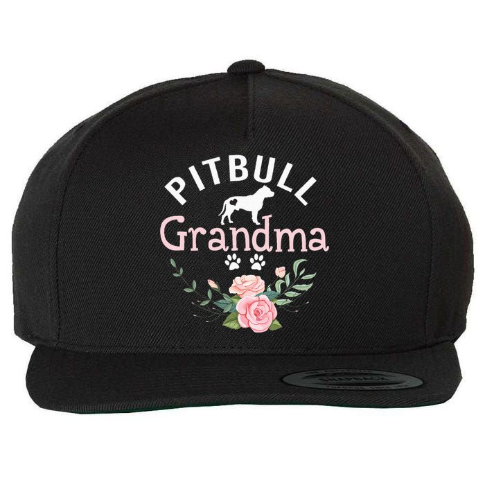 Pitbull Grandma Gifts Mom Pitbull Dog Lover Christmas Wool Snapback Cap