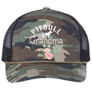 Pitbull Grandma Gifts Mom Pitbull Dog Lover Christmas Retro Rope Trucker Hat Cap