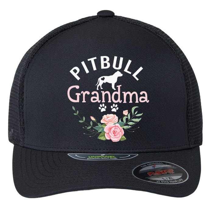 Pitbull Grandma Gifts Wo Mom Dog Lover Flexfit Unipanel Trucker Cap